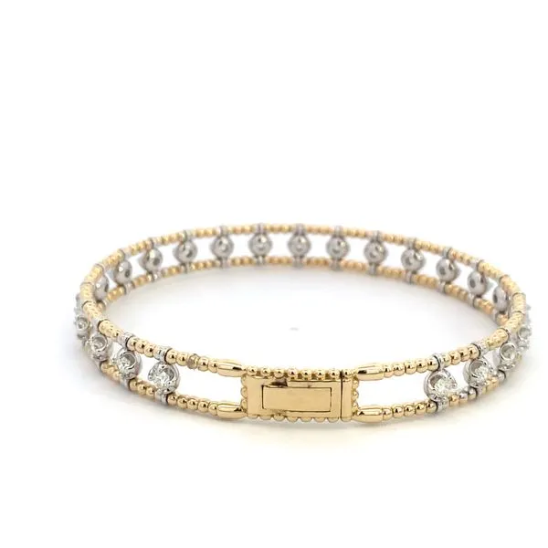 14K Yellow / White Gold Diamond Bangle Bracelet Image 2 Texas Gold Connection Greenville, TX