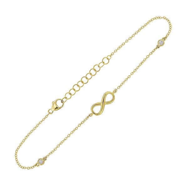 14K Yellow Gold 1/20 ctw Diamond Station Infinity Chain Bracelet Texas Gold Connection greenville, TX