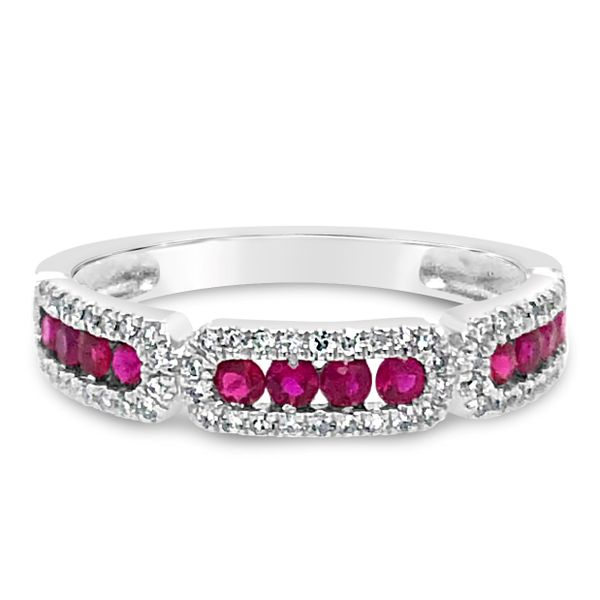 14k White Gold Ruby and Diamond Stackable Ring Texas Gold Connection Greenville, TX