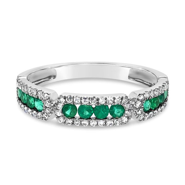 14K White Gold Emerald and Diamond Stackable Ring Texas Gold Connection Greenville, TX