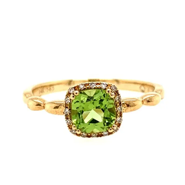 14K Yellow Gold Halo Peridot and Diamond Ring Texas Gold Connection Greenville, TX