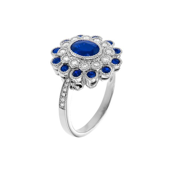 Lady's 14K White Gold Antique Style Sapphire Fashion Ring Image 2 Texas Gold Connection Greenville, TX