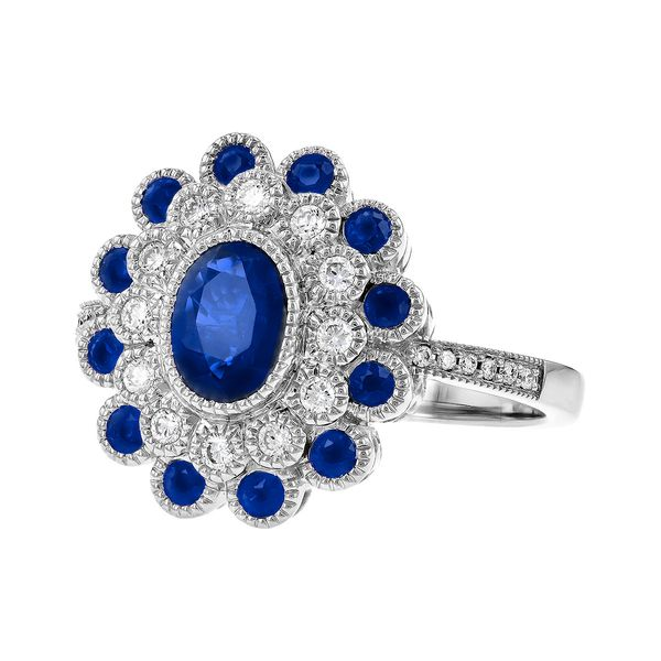 Lady's 14K White Gold Antique Style Sapphire Fashion Ring Image 3 Texas Gold Connection Greenville, TX