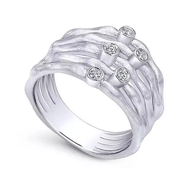 925 Sterling Silver Wide Band Multi Row White Sapphire Ring Image 3 Texas Gold Connection Greenville, TX