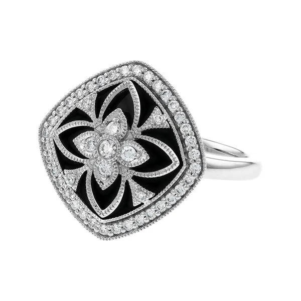 Lady's White 14K Fashion Ring Size 7 With 0.30Tw Various Shapes Onyxs And Various Shapes Diamonds Image 2 Texas Gold Connection Greenville, TX
