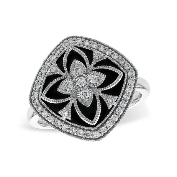 Lady's White 14K Fashion Ring Size 7 With 0.30Tw Various Shapes Onyxs And Various Shapes Diamonds Texas Gold Connection Greenville, TX