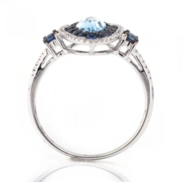 Lady's White 14K Fashion Ring Size 7 With 1.00Tw Fantasy Cut Blue Topazs, 0.43Tw Round Sapphires And 0.13 Twt Other Stones Image 3 Texas Gold Connection Greenville, TX
