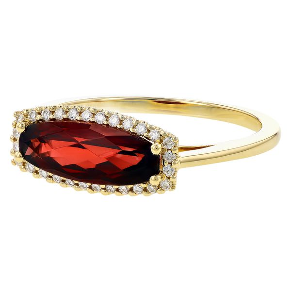 14K Yellow Gold Garnet & Diamond Ring Image 2 Texas Gold Connection Greenville, TX