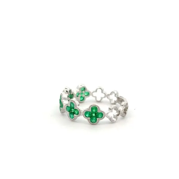 18K White Gold Fashion Ring With Emeralds Image 2 Texas Gold Connection Greenville, TX