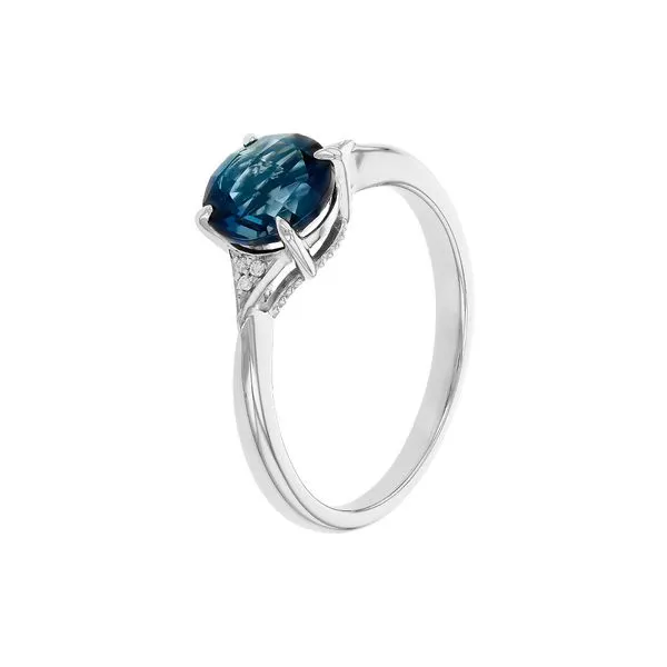 Lady's White 14K Fashion Ring With One 1.60Ct Round Blue Topaz And 0.02Tw Round Diamonds Image 2 Texas Gold Connection greenville, TX
