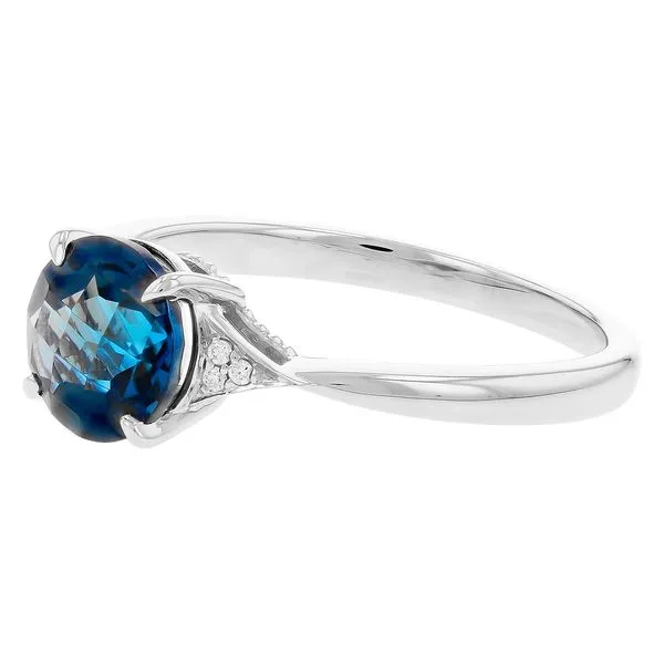 Lady's White 14K Fashion Ring With One 1.60Ct Round Blue Topaz And 0.02Tw Round Diamonds Image 3 Texas Gold Connection greenville, TX