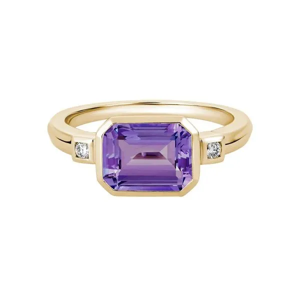 14K Yellow Gold 3 Stone Fashion Ring With One 1.55Ct Amethyst And 0.05Tw Diamonds Texas Gold Connection greenville, TX