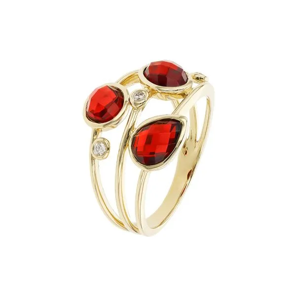 Lady's Yellow 14K Free Form Fashion Ring With 3 3.12Tw Garnets Image 2 Texas Gold Connection greenville, TX