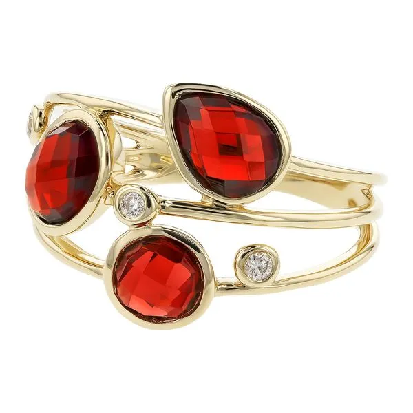 Lady's Yellow 14K Free Form Fashion Ring With 3 3.12Tw Garnets Image 3 Texas Gold Connection greenville, TX