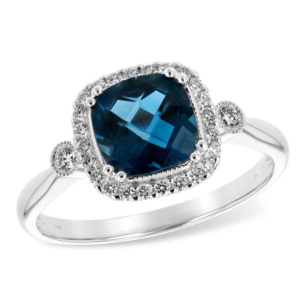 Lady's 14K Rose Gold Blue Topaz Diamond Engagement Ring Texas Gold Connection greenville, TX