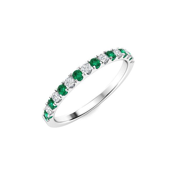 14K White Gold Stackable 0.38Ct Emerald and 0.0.13Ct Diamond Band Image 2 Texas Gold Connection greenville, TX