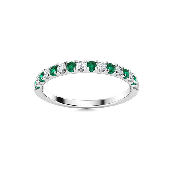 14K White Gold Stackable 0.38Ct Emerald and 0.0.13Ct Diamond Band Texas Gold Connection greenville, TX