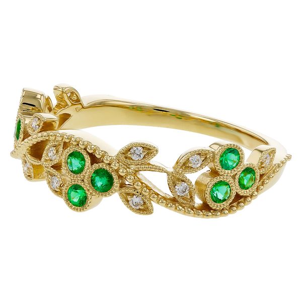 Lady's Yellow 14K Fashion Ring with 0.17TWT Emeralds and  0.06TWT Diamonds Image 3 Texas Gold Connection greenville, TX