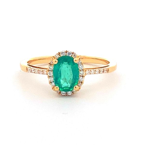 14K Yellow Gold Contemporary Emerald and Diamond Fashion Ring Texas Gold Connection greenville, TX
