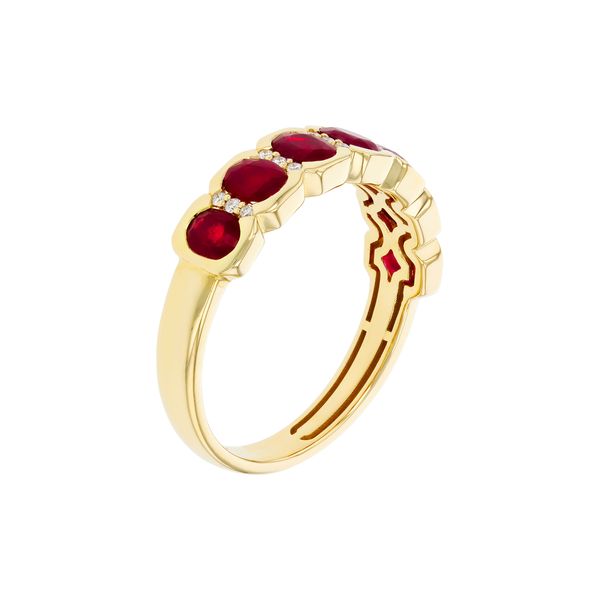 14K Yellow Gold Contemporary Ring With 1.45Twt Rubies & 0.07Twt Diamonds Image 2 Texas Gold Connection greenville, TX