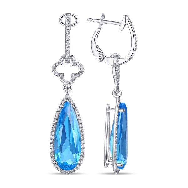 Blue Topaz Diamond Drop Earrings Texas Gold Connection Greenville, TX