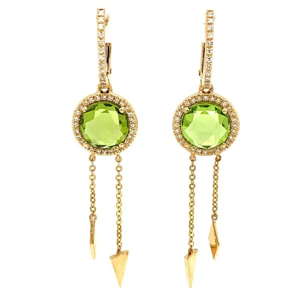 14K Yellow Gold Diamond and Peridot Drop Earrings Texas Gold Connection Greenville, TX