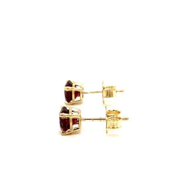 14K Yellow Gold Garnet Stud Earrings Image 3 Texas Gold Connection Greenville, TX