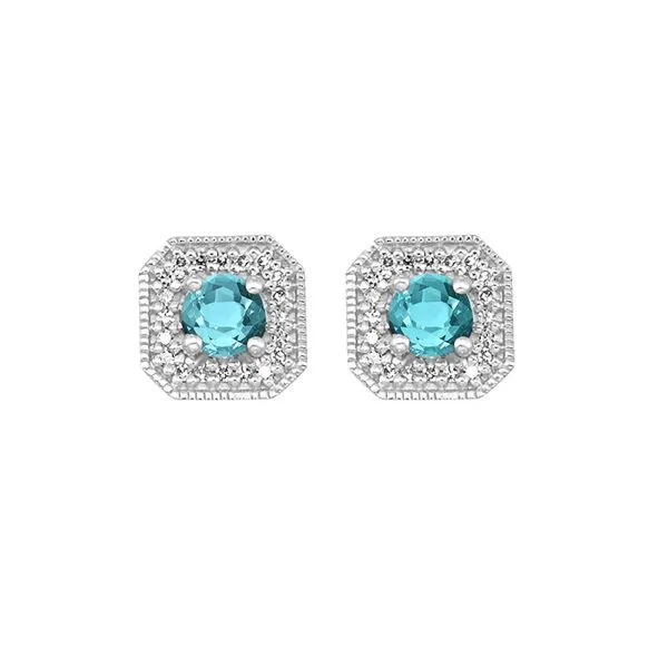 Lady's White 10K Stud Earrings With 0.62Twt Aquamarines And 0.08Twt Diamonds Texas Gold Connection greenville, TX