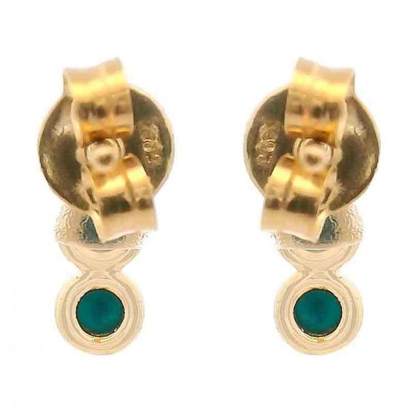 14K Yellow Gold 3 Stone Bezel Set 0.25Ct Turquoise Stud Earrings Image 3 Texas Gold Connection greenville, TX