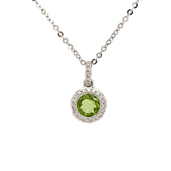 14K White Gold Peridot and Diamond Pendant Necklace Texas Gold Connection Greenville, TX