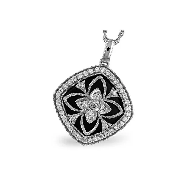 Lady's White 14K Necklace Length 18 With 0.30Tw Various Shapes Onyxs And Various Shapes Diamonds Texas Gold Connection Greenville, TX