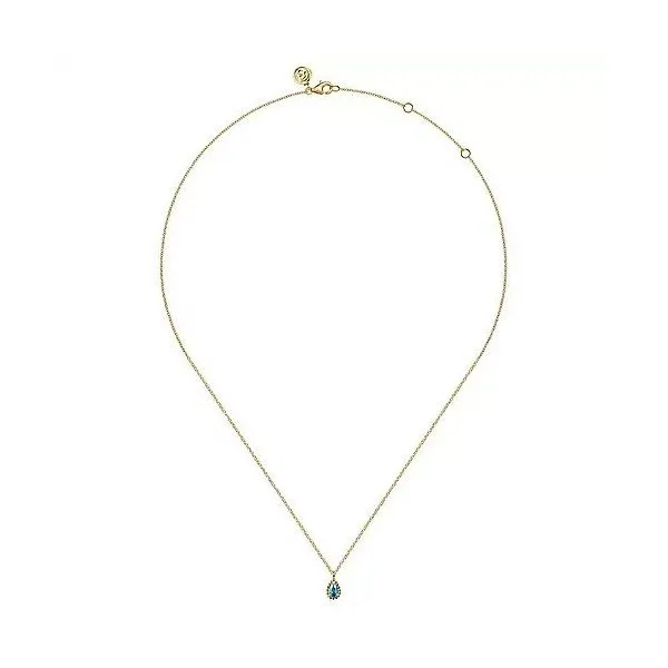 14K Yellow Gold London Blue Topaz Bujukan Pear Shape Pendant Necklace Image 2 Texas Gold Connection Greenville, TX