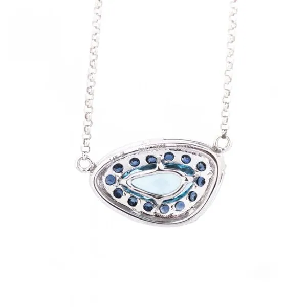 Lady's White 14K Necklace Length 18 With One 1.17Ct Fantasy Cut Blue Topaz, 0.32Tw Round Sapphires And 0.09 Twt Other Stones Image 2 Texas Gold Connection Greenville, TX