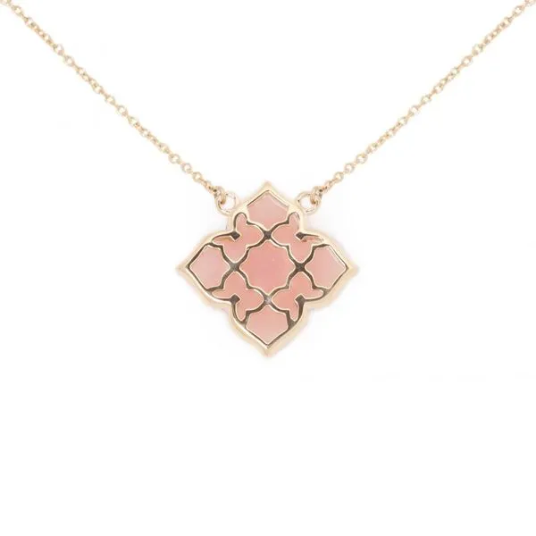Clover Shape Pink Opal Necklace Image 2 Texas Gold Connection greenville, TX