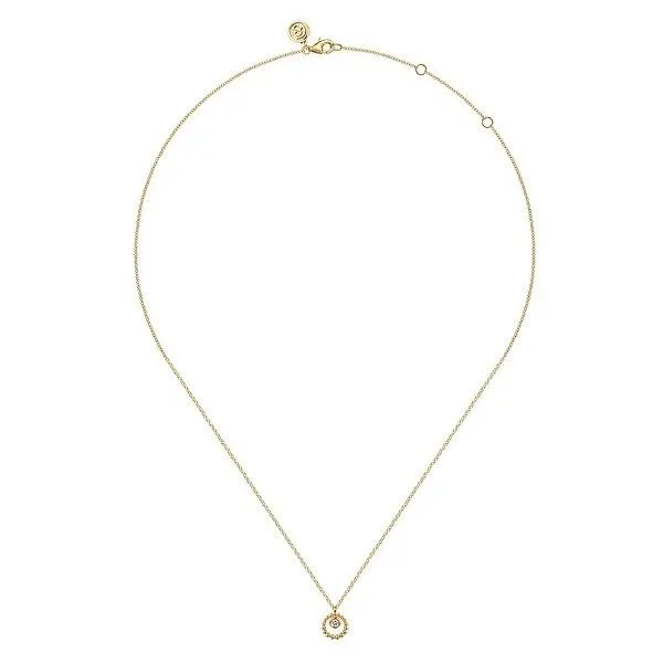 14K Yellow Gold Bujukan and White Sapphire Pendant Necklace Image 2 Texas Gold Connection Greenville, TX