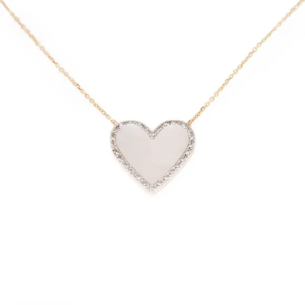 Lady's Yellow 14K Necklace Length 18 With One 1.46Ct Heart Mother Of Pearl And 0.07Tw Round Diamonds Texas Gold Connection Greenville, TX