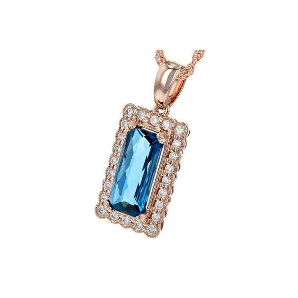 Lady's Rose 14 Karat Drop Necklace With 1.55Tw Blue Topazs And 0.15Tw Diamonds Image 2 Texas Gold Connection Greenville, TX