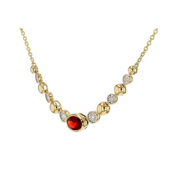 14K Yellow Gold Garnet and Diamond Bezel Necklace Image 2 Texas Gold Connection greenville, TX