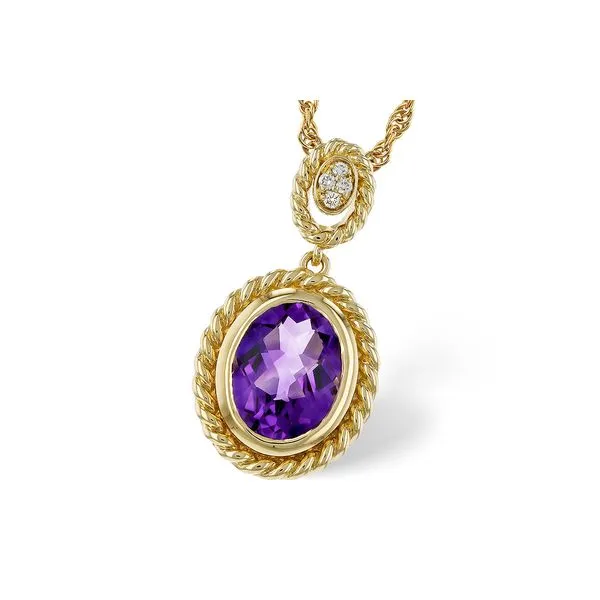 14K Yellow Gold Amethyst and Diamond Necklace Texas Gold Connection greenville, TX