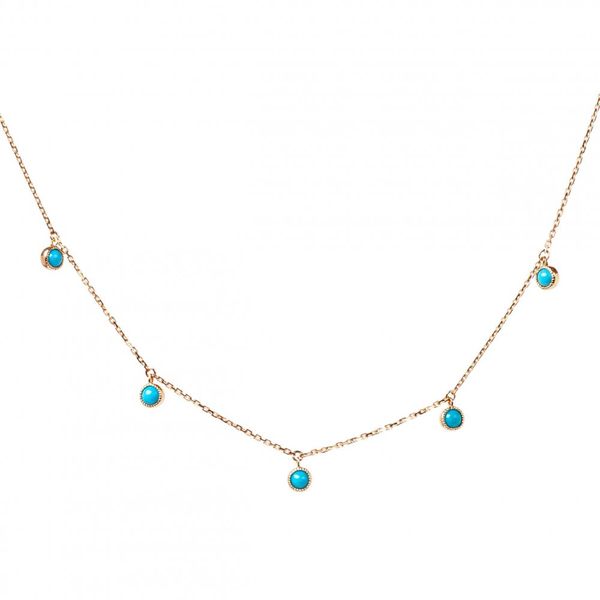 14K Yellow Gold 5 Station 0.67Tw Turquoise Necklace Texas Gold Connection greenville, TX