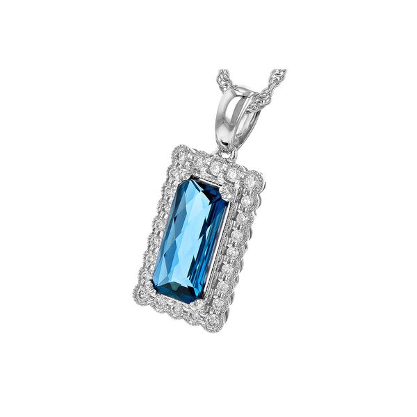 Lady's White 14K Drop Necklace Length 18 With 1.55Twt Blue Topazs And 0.15Twt Diamonds Image 2 Texas Gold Connection greenville, TX