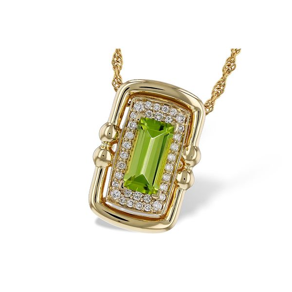 14K Yellow Gold Peridot Necklace With Diamond Halo Texas Gold Connection greenville, TX