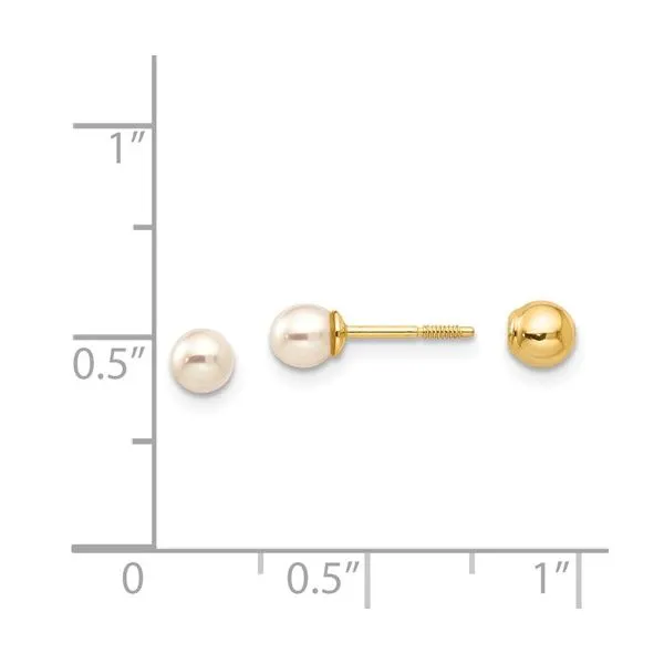 14k Madi K Reversible 3.75-4mm FW Cultured Pearl and Gold Ball Earrings Image 4 Texas Gold Connection Greenville, TX