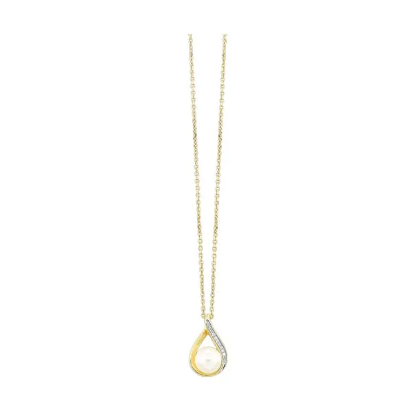 Lady's Yellow 14K Strand Length 18 With 0.02Tw Round Diamonds And One Fresh Water Pearl Texas Gold Connection Greenville, TX