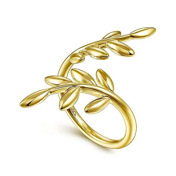 14K Yellow Gold Olive Leaf Bypass Ring
