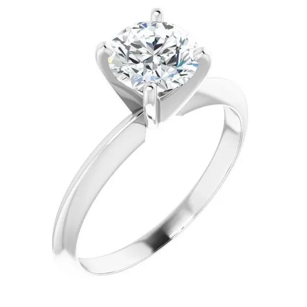 14K White 7.8-8.6 mm Round 4-Prong Light Solitaire Ring Mounting Image 3 Texas Gold Connection Greenville, TX