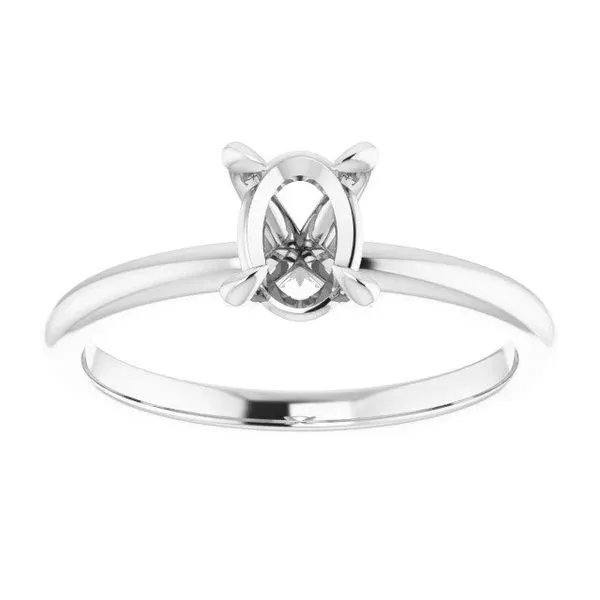 14K White 7x5 mm Oval Solitaire Engagement Ring Mounting Image 2 Texas Gold Connection Greenville, TX