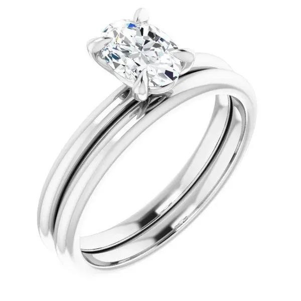 14K White 7x5 mm Oval Solitaire Engagement Ring Mounting Image 5 Texas Gold Connection Greenville, TX
