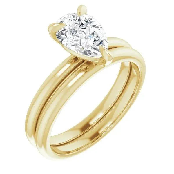 14K Yellow 9x6 mm Pear Solitaire Engagement Ring Mounting Image 5 Texas Gold Connection Greenville, TX