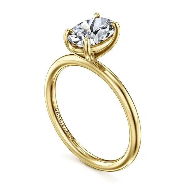 Tiana - 14K Yellow Gold Oval Plain Head and 1 7mm Plain Shank *Setting only, center stone not included Image 2 Texas Gold Connection Greenville, TX